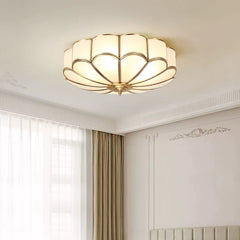 Aeyee Brass Flush Mount Ceiling Light, Frosted Glass Ceiling Mount Light, Round Ceiling Lamp, Classic Ceiling Lighting