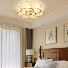 Aeyee Brass Flush Mount Ceiling Light, Vintage Frosted Glass Ceiling Lighting Fixture, 4 Lights Classic Ceiling Lamp