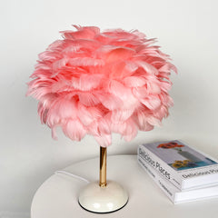 Aeyee Feather Bedside Lamp, Modern LED Night Light with Ceramic Base, Elegant Table Lamp for Bedroom