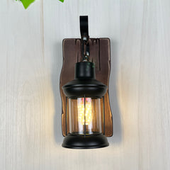 Aeyee Rustic Wood Wall Sconces, Industrial Farmhouse Wall Light, 1 Light Wall Lantern for Bedroom Hallway Stairway Bar