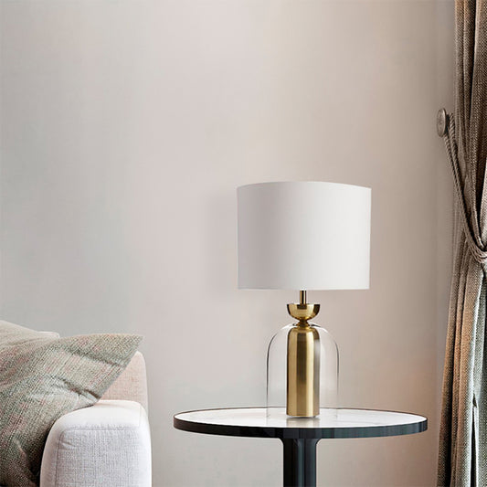 Aeyee Modern Glass Table Lamp, Luxury Cylinder Bedside Lamp, Simple Night Light for Bedroom Office Nightstand