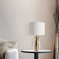 Aeyee Modern Glass Table Lamp, Luxury Cylinder Bedside Lamp, Simple Night Light for Bedroom Office Nightstand