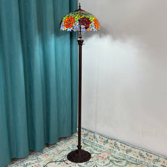 Aeyee Tiffany Style Floor Lamp Stained Glass Standing Lamp Colourful Flower Reading Light Vintage Corner Lamp for Living Room Bedroom Home Office