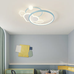 Aeyee LED Flush Mount Ceiling Light, Dimmable Children's Bedroom Ceiling Light with Remote Control, Round Blue Ceiling Lamp