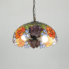 Aeyee Tiffany Style Pendant Light Fixture, Stained Glass Hanging Lamp, Floral Design Pendant Light, Vintage Lighting with Handmade Lampshade for Kitchen Island Dining Room