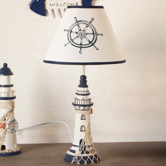 Modern Table Lamp Beach House Decor, Small Bedside Desk Lamp, Nautical Desk Lamp, Cool Night Light Accent Light for Bedroom Nightstand