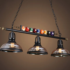 Aeyee Pool Table Light Fixture, Classy Ball Design Billiard Pendant Light, 3 Lights Game Room Lighting Black Finish