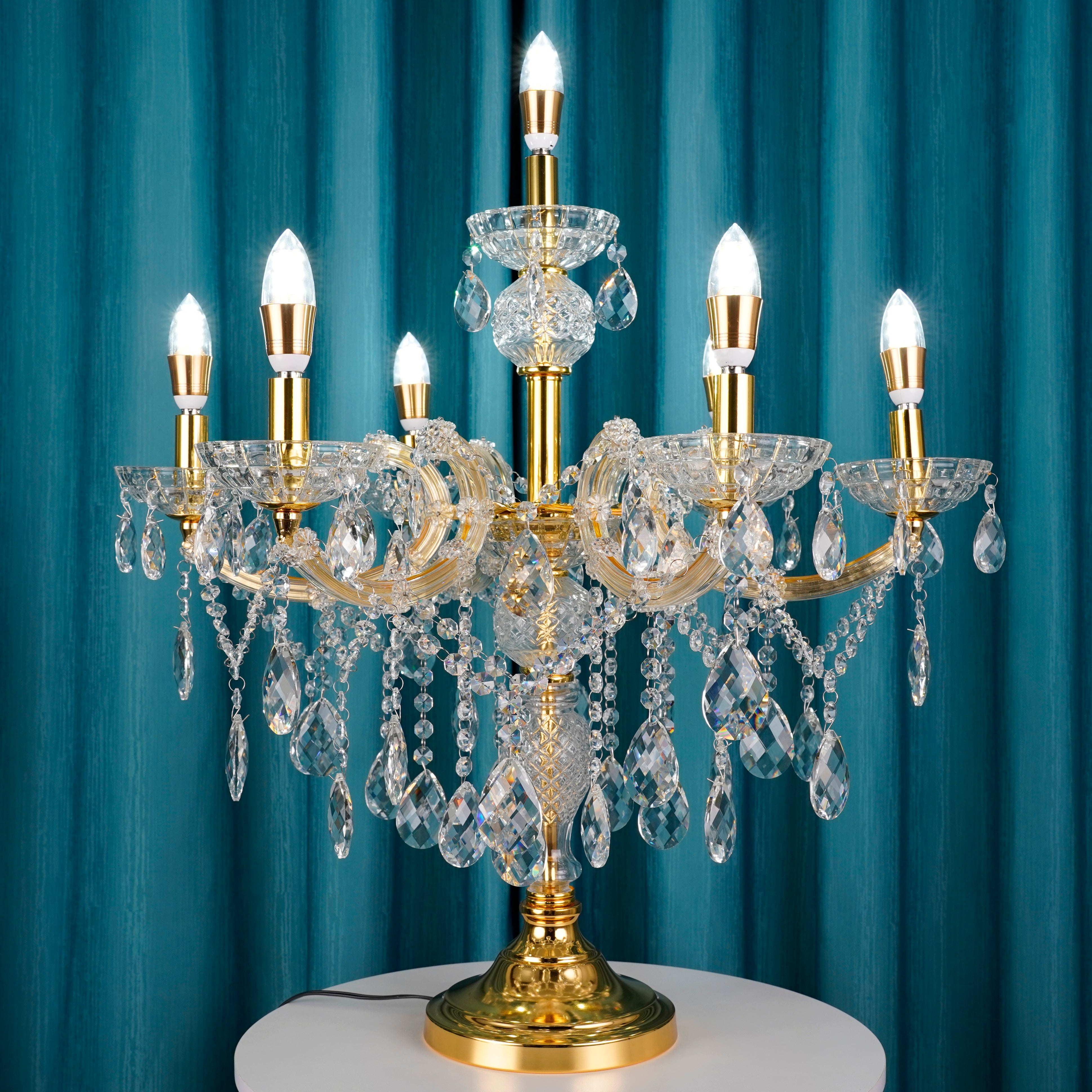 Aeyee Vintage Crystal Table Lamp, Antique Candelabra Decorative