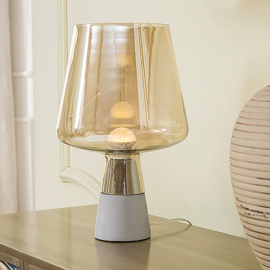 Aeyee Concrete Table Lamp, Glass Night Light, Industrial Nightstand Table Light, Modern Bedside Desk Lamp for Bedroom Living Room Home Office