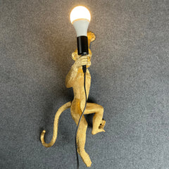 Aeyee Monkey Wall Sconce, Resin Wall Lamp, Industrial Hemp Rope Wall Light, Fun Monkey Light for Bedroom Front Door Living Room