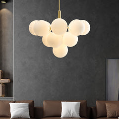 Aeyee Glass Globe Chandelier, Contemporary Pendant Light Fixture, Ball Shape Hanging Light, Clean Look Ceiling Chandelier