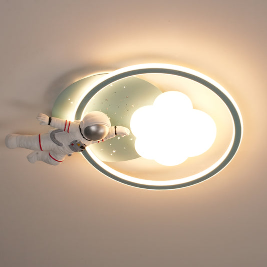 Aeyee Astronaut Ceiling Light Fixtures, Kids Bedroom Ceiling Light, Modern LED Ceiling Lamp for Boys Girls Bedroom Nursery Blue Finish