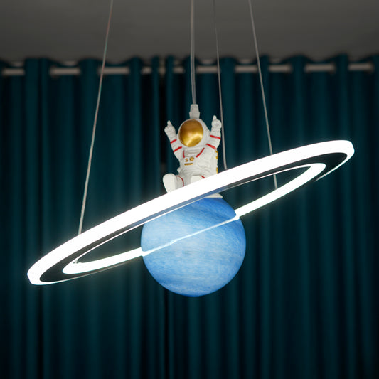 Globe Pendant Light - Aeyee Astronaut Chandelier, Glass Planet LED Hanging Light Fixture, Cartoon Pendant Lamp for Children's Bedroom Nursery