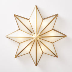 Aeyee Brass Flush Mount Ceiling Light, Star Shaped Ceiling Light Fixture, Mid Century Glass Ceiling Mount Lamp for Living Room Bedroom