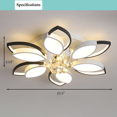 Aeyee Crystal Semi Flush Mount Ceiling Light, Rustic Ceiling Fixture, Modern Flower Chandelier for Living Room Dining Room