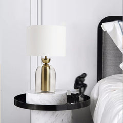 Aeyee Modern Glass Table Lamp, Luxury Cylinder Bedside Lamp, Simple Night Light for Bedroom Office Nightstand