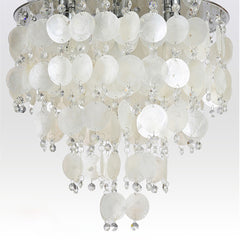 Aeyee Shell Flush Mount Ceiling Light, Round Crystal Drop Ceiling Lighting, 5 Lights Retro Tassel Light Fixture