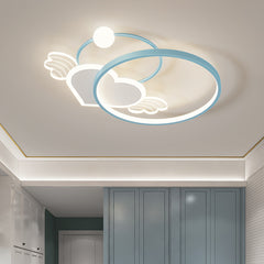 Aeyee LED Flush Mount Ceiling Light, Dimmable Children's Bedroom Ceiling Light with Remote Control, Round Blue Ceiling Lamp