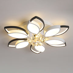 Aeyee Crystal Semi Flush Mount Ceiling Light, Rustic Ceiling Fixture, Modern Flower Chandelier for Living Room Dining Room