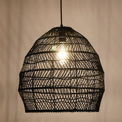 Bamboo Pendant Light Fixture - Aeyee Boho Style 1 Lights Rattan Pendant Lamp Woven Hanging Light for Kitchen Island Nursery