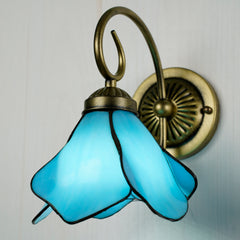 Aeyee Tiffany Wall Sconce, Flower Shaped Wall Light, Stained Glass Wall Lamp for Entrance, Bedroom, Hallway