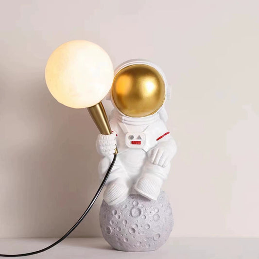 Aeyee Astronaut Table Lamp, Resin Night Light, Space Themed Table Light, Cute 3D Printed Moon Bedside Desk Lamp for Kids Bedroom, Nursery