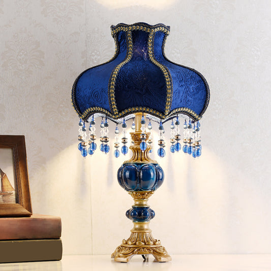 Aeyee Blue Table Lamp, Rustic Bedside Lamp with Resin Base, Cute Night Light, Accent Lamp for Bedroom Reading Nightstand