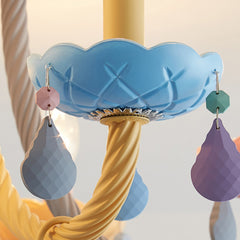 Aeyee Colorful Candle Flush Mount Ceiling Light, Kid's Bedroom Ceiling Light Fixture, 5 Lights Macaron Ceiling Lamp