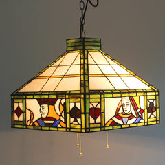 Aeyee Poker Pattern Pendant Light Fixture, Tiffany Hanging Light, 3 Lights Stained Glass Pendant Lighting for Kitchen Island Bedroom