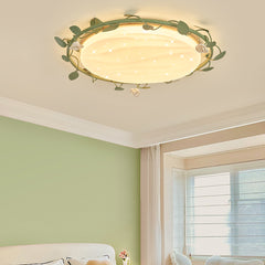 Aeyee Wood Flush Mount Ceiling Light, LED Ceiling Light Fixture, Flower Ceiling Lamp with Acrylic Lampshade