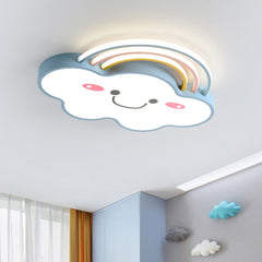 Aeyee Cloud Flush Mount Ceiling Light, Dimmable Kid's Bedroom Ceiling Light with Remote Control, Cartoon Rainbow LED Ceiling Lamp