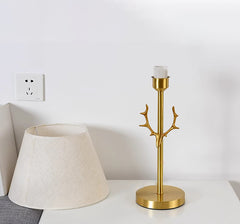 Aeyee Fabric Table Lamp Antler Desk Lamp Vintage Nightstand Night Light Tapered Drum Bedside Lamp for Bedroom Living Room
