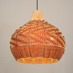 Rattan Pendant Light Fixtures, Boho Design Basket Weave Hanging Light with Brown Synthetic Rattan, Woven Rattan Chandelier