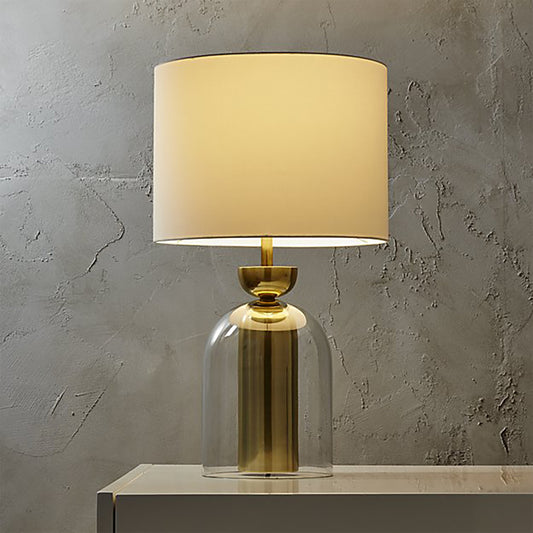 Aeyee Modern Glass Table Lamp, Luxury Cylinder Bedside Lamp, Simple Night Light for Bedroom Office Nightstand