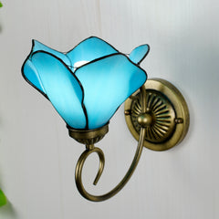 Aeyee Tiffany Wall Sconce, Flower Shaped Wall Light, Stained Glass Wall Lamp for Entrance, Bedroom, Hallway