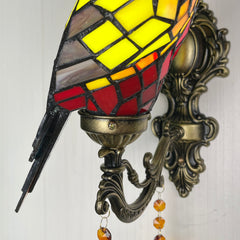 Aeyee Parrot Wall Sconce, Tiffany Wall Light with Stained Glass Shade, Retro Birds Wall Lamp for Bedroom, Stairway, Corridor