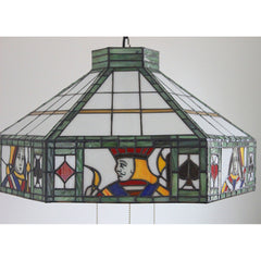 Aeyee Poker Pattern Pendant Light Fixture, Tiffany Hanging Light, 3 Lights Stained Glass Pendant Lighting for Kitchen Island Bedroom