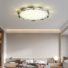 Aeyee Crystal Flush Mount Ceiling Light, Dimmable Close to Ceiling Light, Modern Crystal Chandelier, Round LED Ceiling Light Fixture