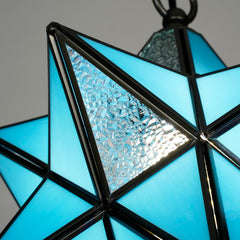 Moravian Star Pendant Light Fixture, Stained Glass Hanging Light, Vintage Tiffany Chandeliers for Foyer Kitchen Hallway