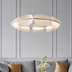 Aeyee Round Pendant Light Fixture, 3000K Acrylic Chandeliers, Minimalist Flower Petal Shape Hanging Light