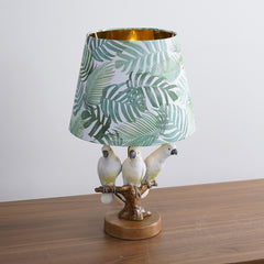 Aeyee Modern Parrot Shaped Table Lamp, Pastoral Night Light, Kids Bedside Lamp with Linen Shade for Bedroom Office Nightstand
