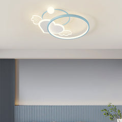 Aeyee LED Flush Mount Ceiling Light, Dimmable Children's Bedroom Ceiling Light with Remote Control, Round Blue Ceiling Lamp