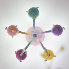 Aeyee Colorful Candle Flush Mount Ceiling Light, Kid's Bedroom Ceiling Light Fixture, 5 Lights Macaron Ceiling Lamp