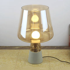 Aeyee Concrete Table Lamp, Glass Night Light, Industrial Nightstand Table Light, Modern Bedside Desk Lamp for Bedroom Living Room Home Office
