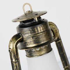 Aeyee Vintage Kerosene Table Lamp with Glass Shade, Nautical Style Night Light for Bedroom Nightstand Bronze Finish