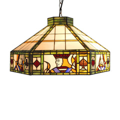 Aeyee Poker Pattern Pendant Light Fixture, Tiffany Hanging Light, 3 Lights Stained Glass Pendant Lighting for Kitchen Island Bedroom