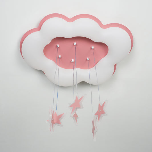 Aeyee Cloud Ceiling Light Fixtures, Kids Room Star Ceiling Light, Modern LED Ceiling Lamp for Girls Bedroom Nursery Pink Finish