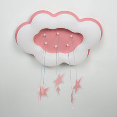 Aeyee Cloud Ceiling Light Fixtures, Kids Room Star Ceiling Light, Modern LED Ceiling Lamp for Girls Bedroom Nursery Pink Finish