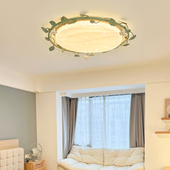 Aeyee Wood Flush Mount Ceiling Light, LED Ceiling Light Fixture, Flower Ceiling Lamp with Acrylic Lampshade