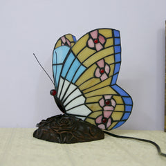 Aeyee Retro Butterfly Table Lamp, Handcrafted Night Light, Elegant Stained Glass Desk Lamp for Bedroom Nightstand